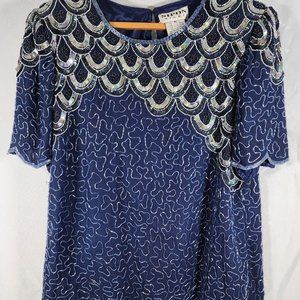 Vintage Nipon Night Beaded Blouse Size XL